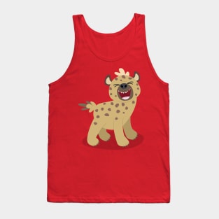 Cute funny hyena laughing cartoon illustration Tank Top